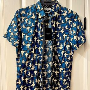 Ted Baker London Oliver Blue White Heron Shirt- New With Tags